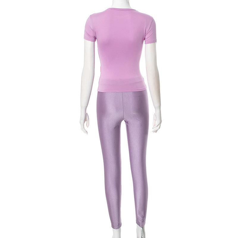 Dame Figurtilpasset T-skjorte og leggings sett Skjora