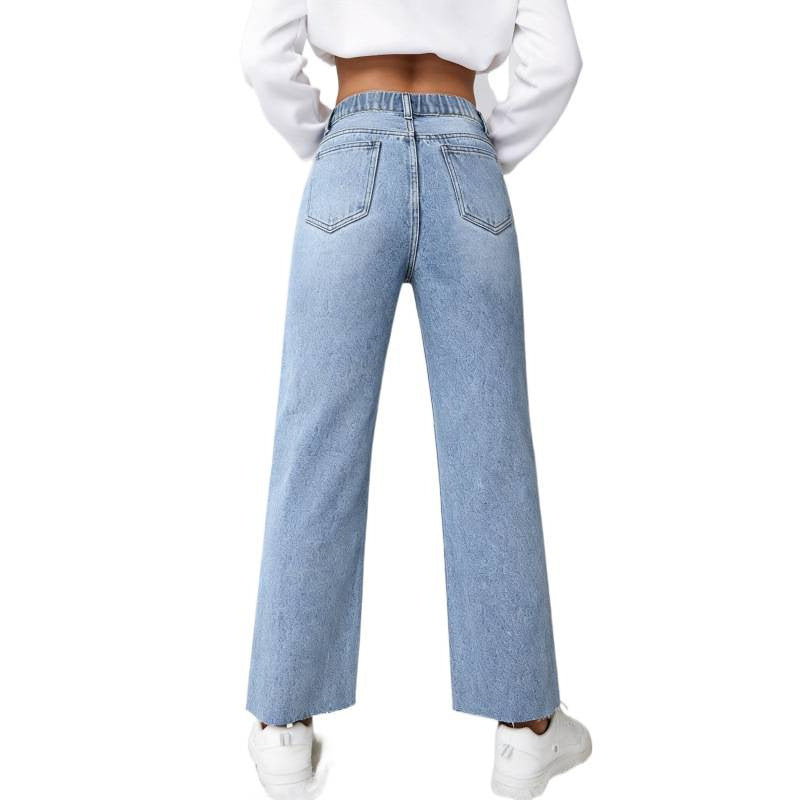Dame Mom-Jeans i vintage-look med ødelagte effekter Skjora