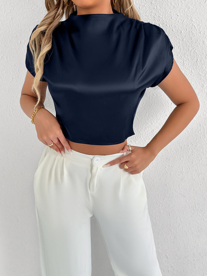 Dame Elegant Kortermet Bluse med moderne Ståkrage Skjora