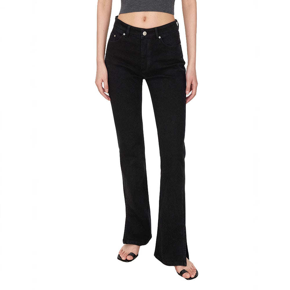 Kvinnelige bootcut jeans i vintage stil med høy midje Skjora