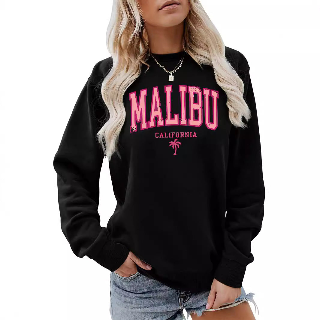 Dame sweatshirt med livlige Malibu bokstaver og avslappet passform Skjora