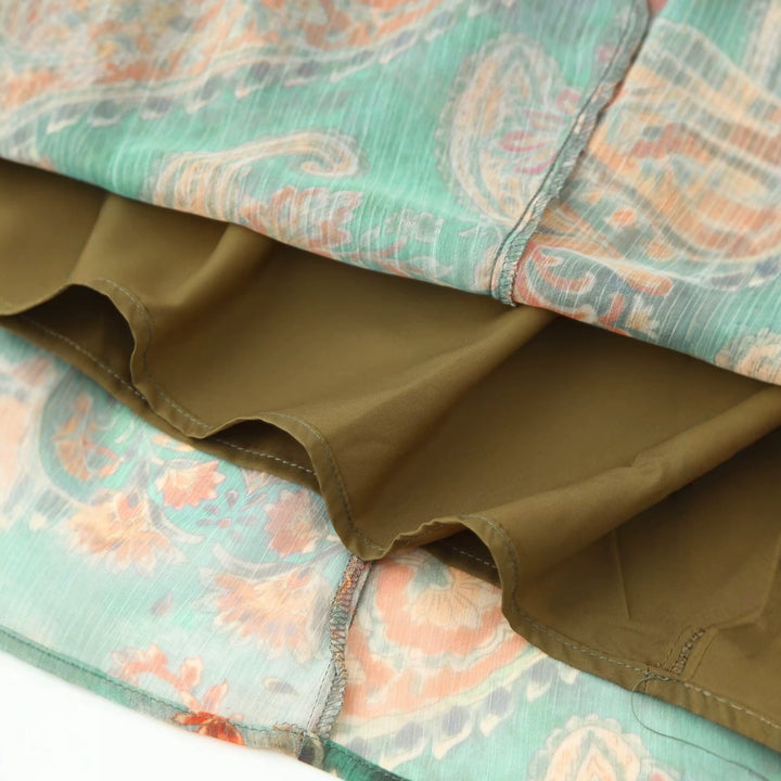 Dame Maxiskjørt i elegant paisley-mønster med elastisk midje Skjora
