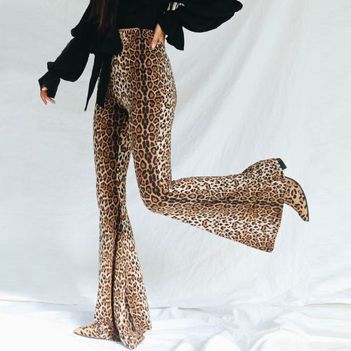 Dame Flared Jeans med stilfullt leopardmønster Skjora