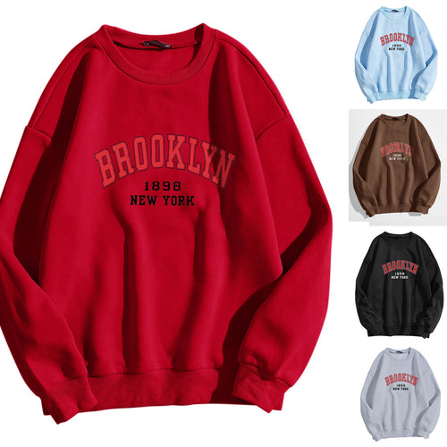 Dame avslappet oversized genser med Brooklyn-print Skjora