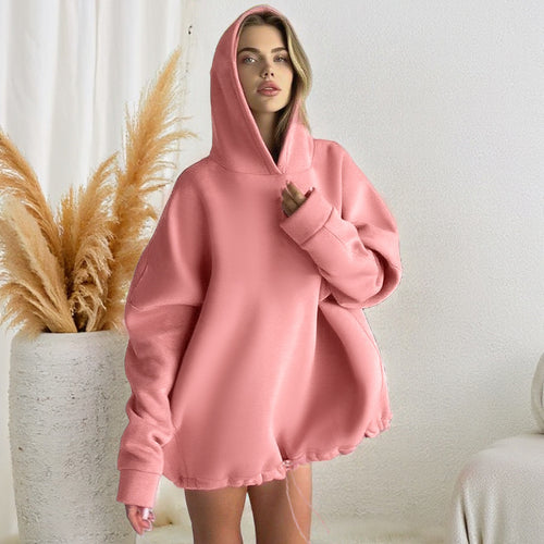 Kvinne oversized hettegenser med justerbar midje og kengurulomme Skjora