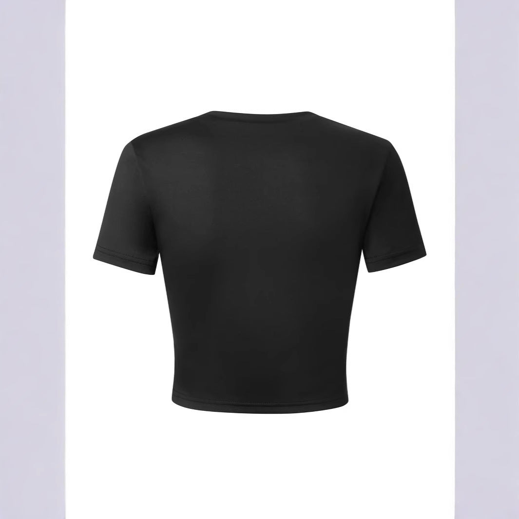 Dame Crop-Shirt med inspirerende sitattrykk Skjora