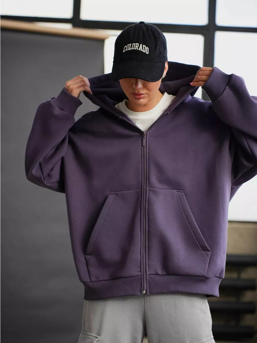 Dame Oversized Hettejakke med Glidelås og Store Lommer Skjora