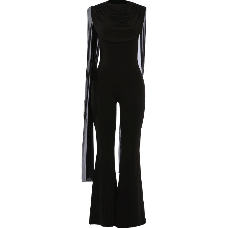 Damer Elegant jumpsuit med drapering og vid benføring Skjora