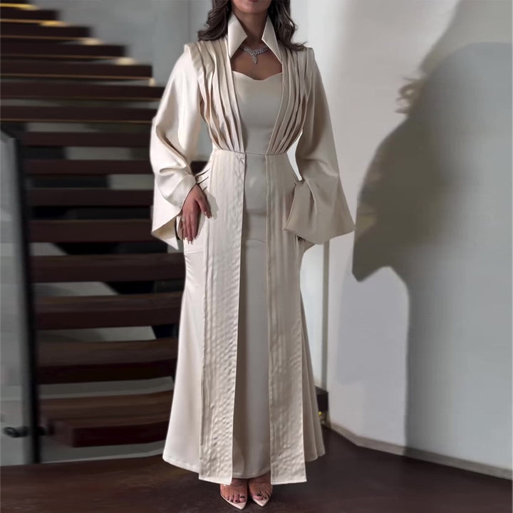 Damer elegant maxi kjole med chic midjeutskjæring og luksuriøs satengkant