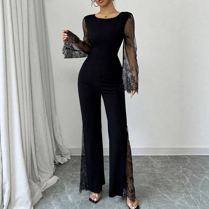 Damer Elegant Jumpsuit med skimrende spisse og vide ben Skjora