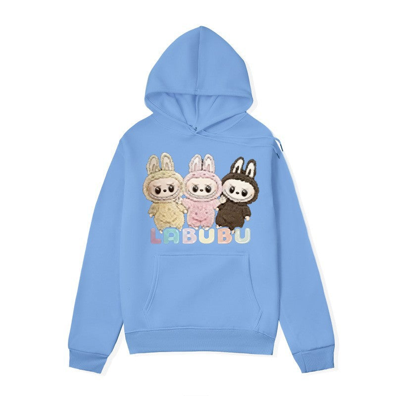Dame het sweatshirthoodie med kunstnerisk grafisk trykk og praktisk kengurulomme Skjora