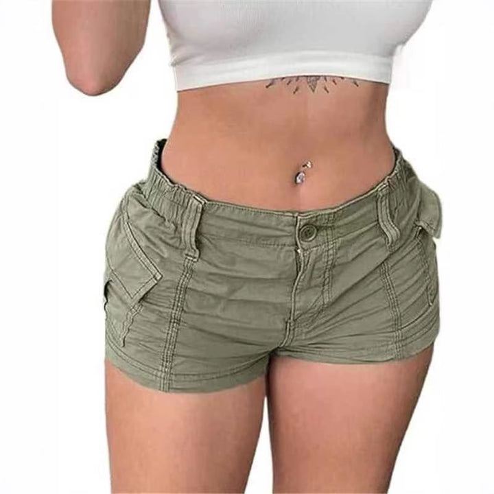 Dame behagelige Cargo-shorts med elastisk linning og praktiske lommer Skjora