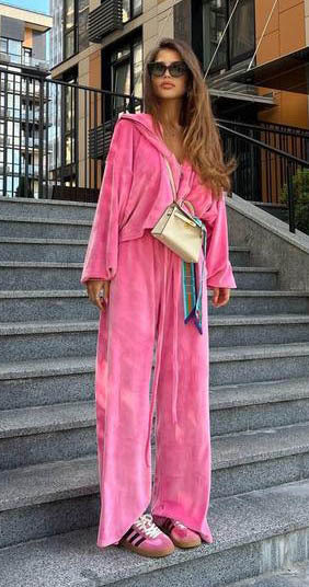 Dame Casual Joggingdress Sett med Løs Passform Topp og Behagelige Bukser