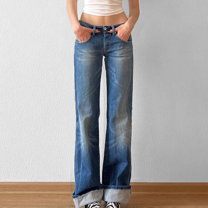 Damer Flared Jeans med høy midje og distressed design Skjora