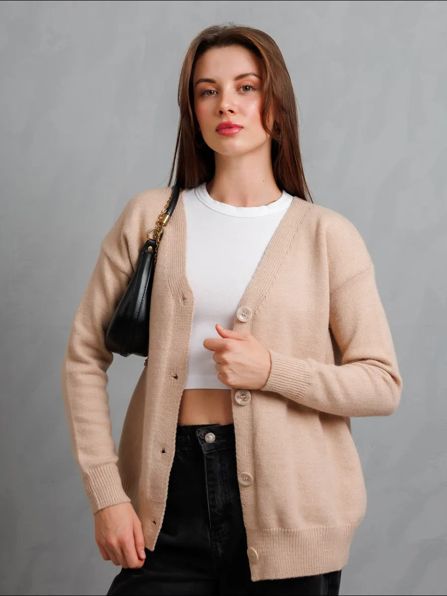 Dame koselig cardigan med knappdesign Skjora