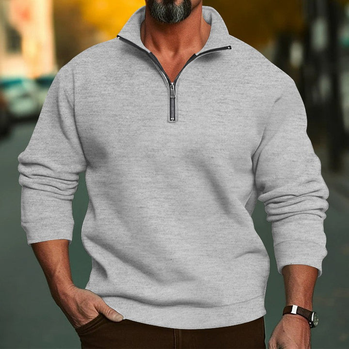 Herresweatshirt med halv glidelås og koselig fleece Skjora