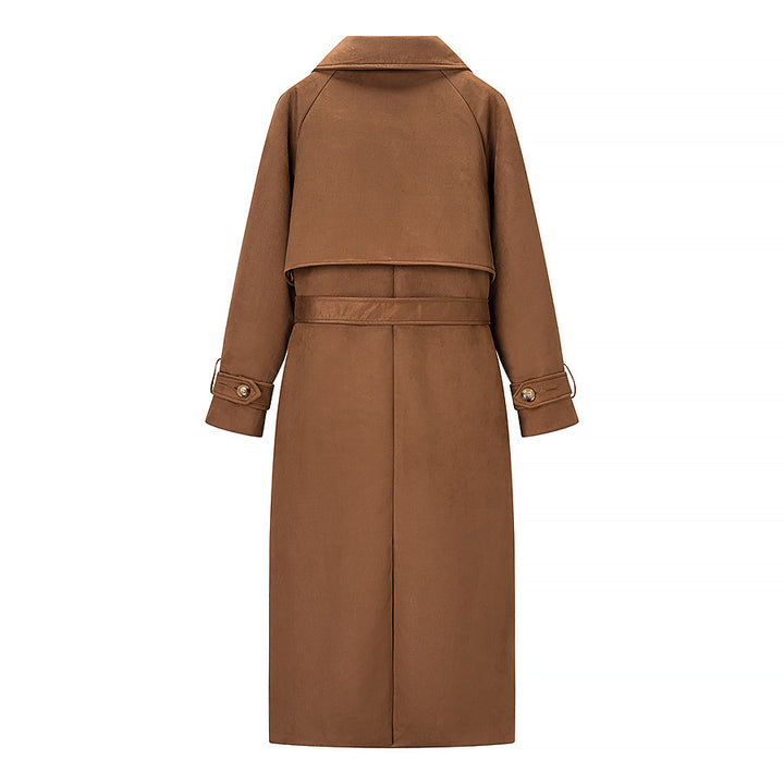 Damer Elegant Trench Coat laget av myk semsket imitasjon med praktisk belte og moteriktig snitt Skjora