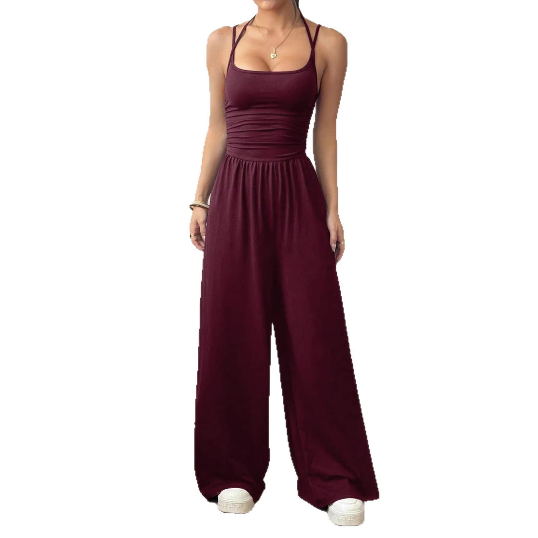 Dame luftig jumpsuit med høy midje og justerbare stropper Skjora