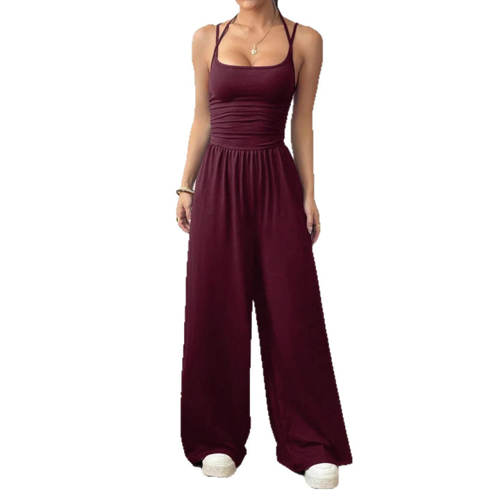 Dame luftig jumpsuit med høy midje og justerbare stropper Skjora