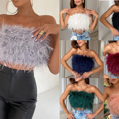 Damedcrochet topp med feminin volang og trendy design Skjora