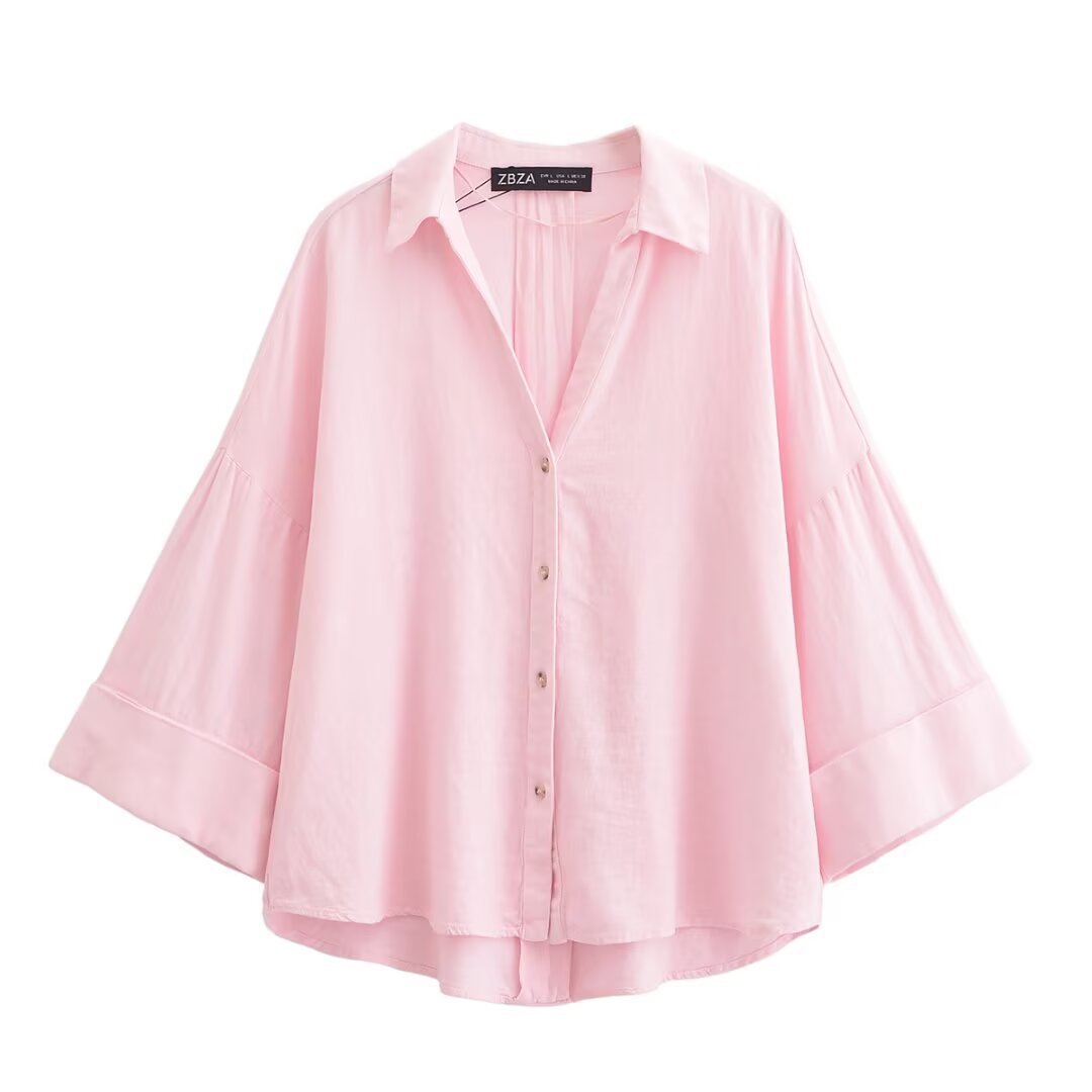 Dame skjorte-bluse med avslappet snitt og elegante 3/4-ermer Skjora