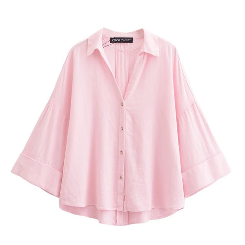 Dame skjorte-bluse med avslappet snitt og elegante 3/4-ermer Skjora
