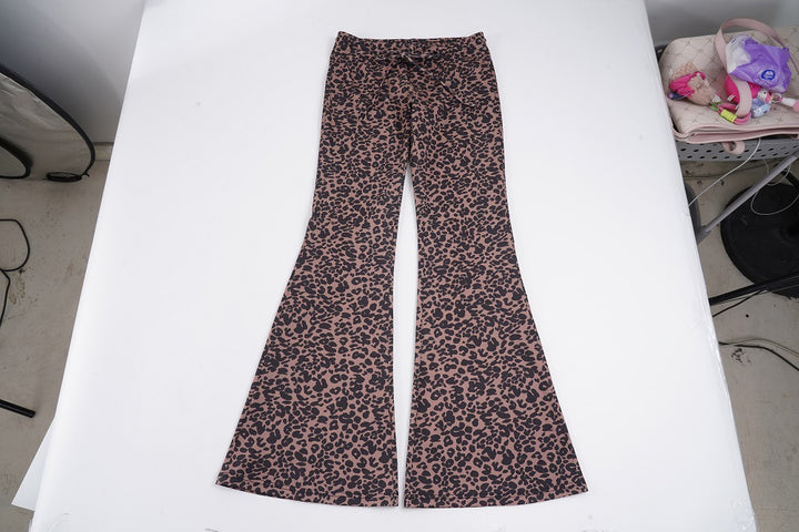 Dame stilige flared leggings i leopardmønster Skjora