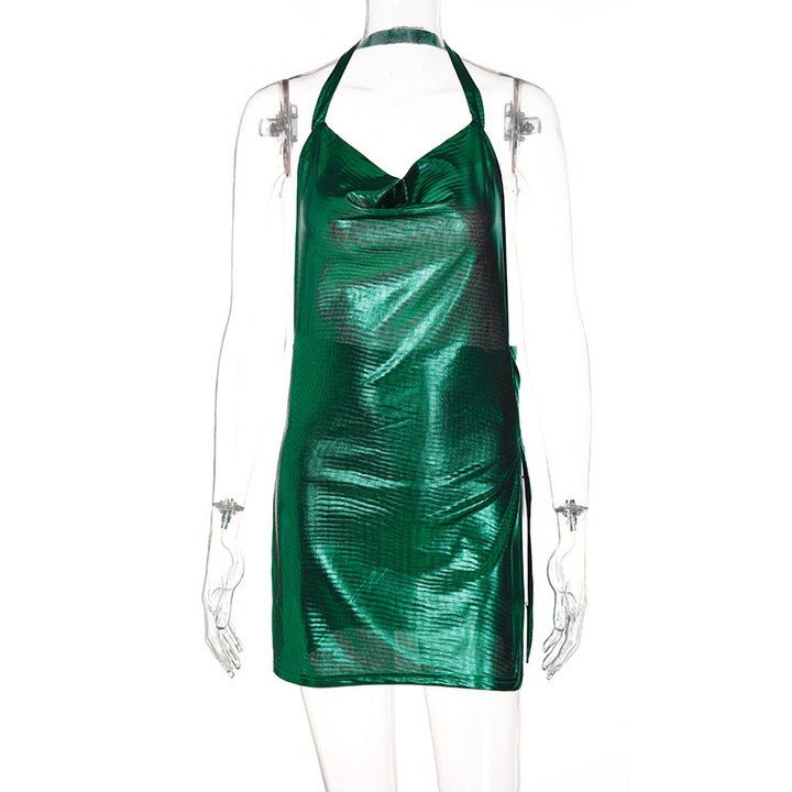 Damer glitrende minikjole i avslappet chic-stil med halterneck Skjora