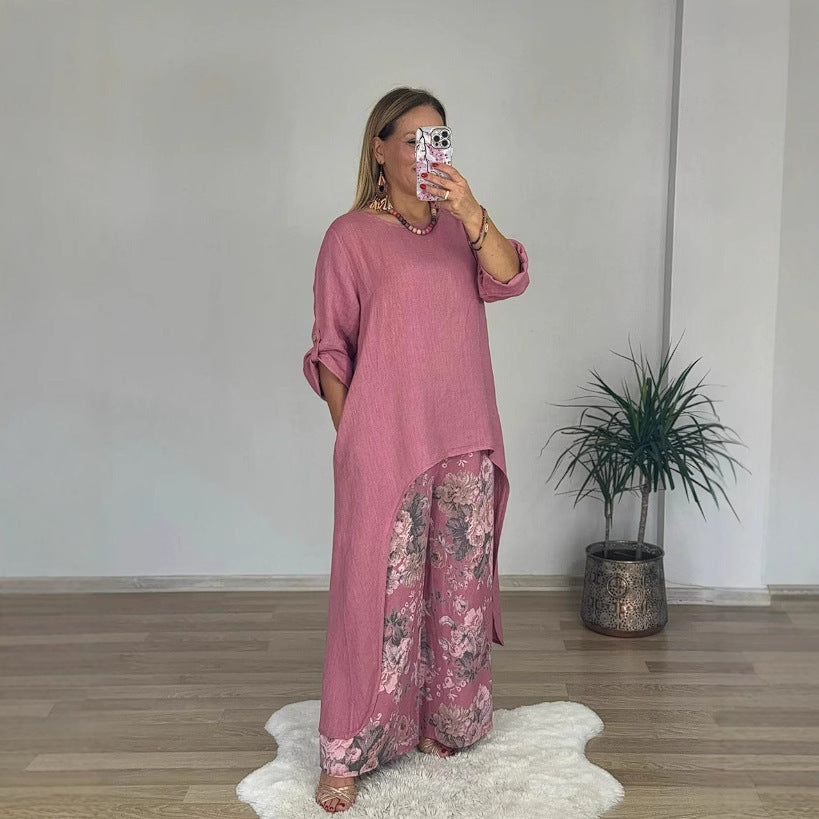 Dame Casual Langermet Skjorte med Asymmetrisk Hem Skjora