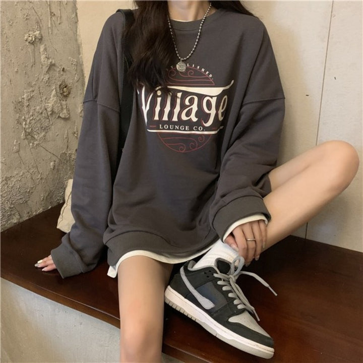Dame casual oversized genser med kreativt trykk og komfortable, pustende materialer