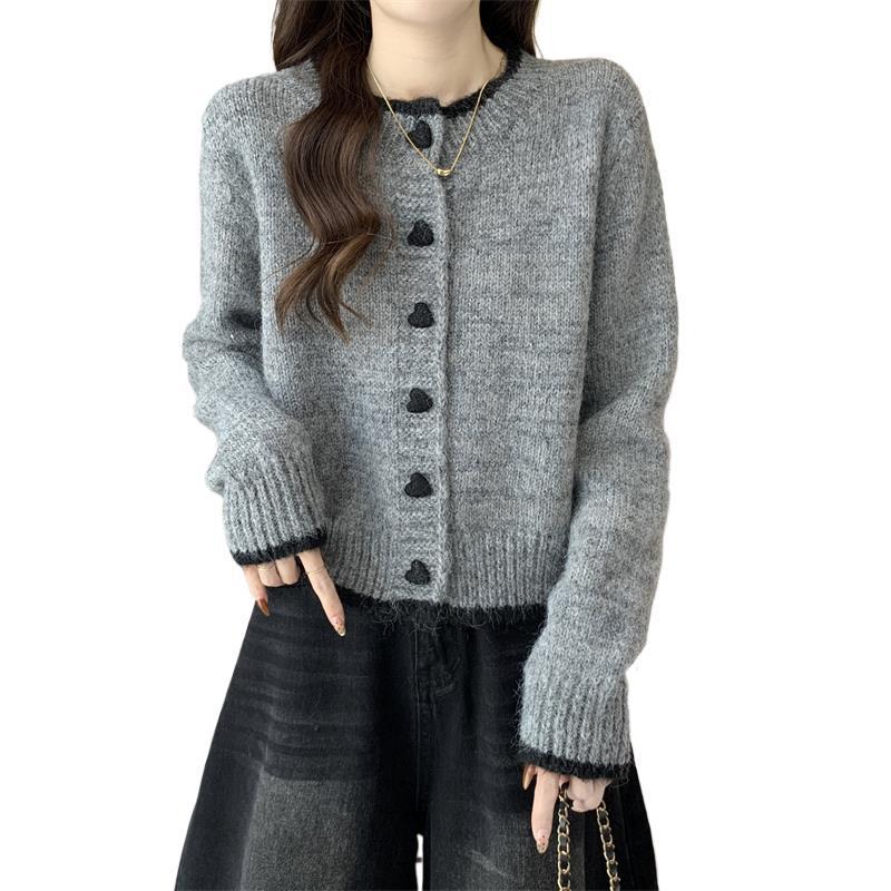 Dame cardigan med hjerteknapper Skjora