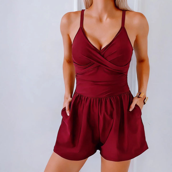 Dame Trendy Jumpsuit med Cross-Over-overdel og lommer Skjora