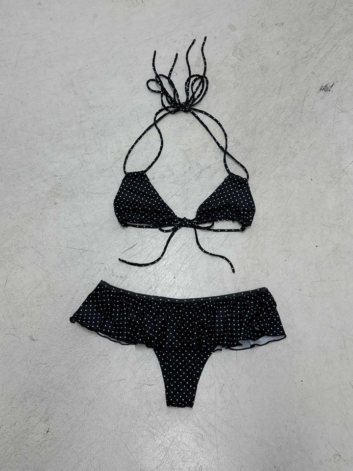 Damen Bikiniset med lekent volangdesign og bånd Skjora
