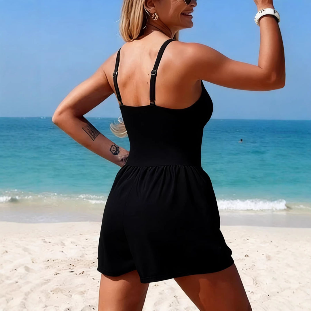 Dame Trendy Jumpsuit med Cross-Over-overdel og lommer Skjora
