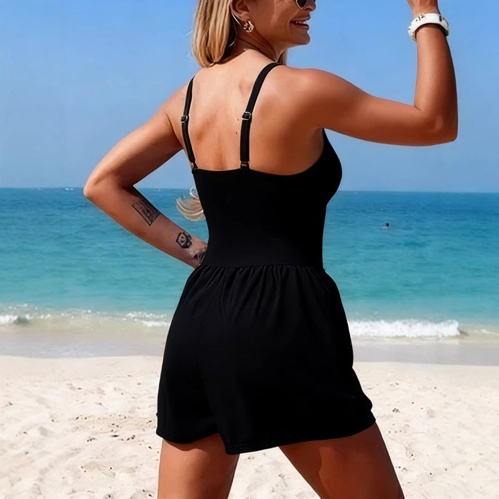 Dame Trendy Jumpsuit med Cross-Over-overdel og lommer Skjora