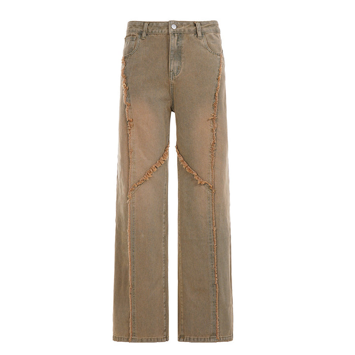 Dame vide jeansbukser med fransete detaljer Skjora