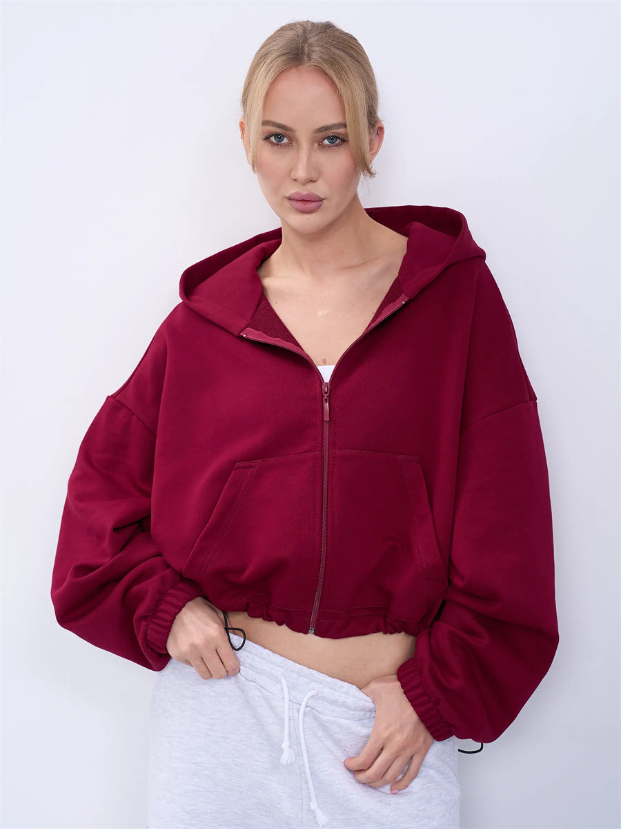 Damer casual cropped hettegenser med voluminøse ermer Skjora