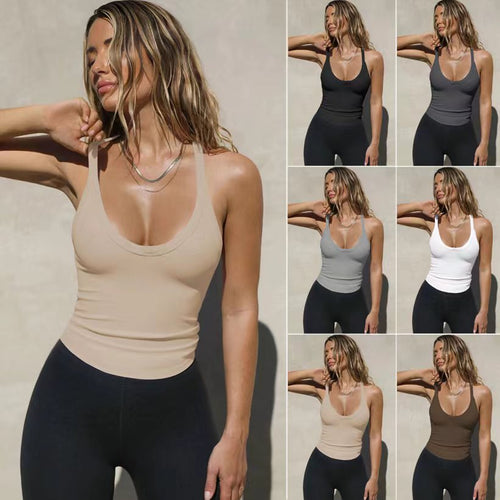 Damer Sporty tanktop med dyp V-utringning og smal passform Skjora