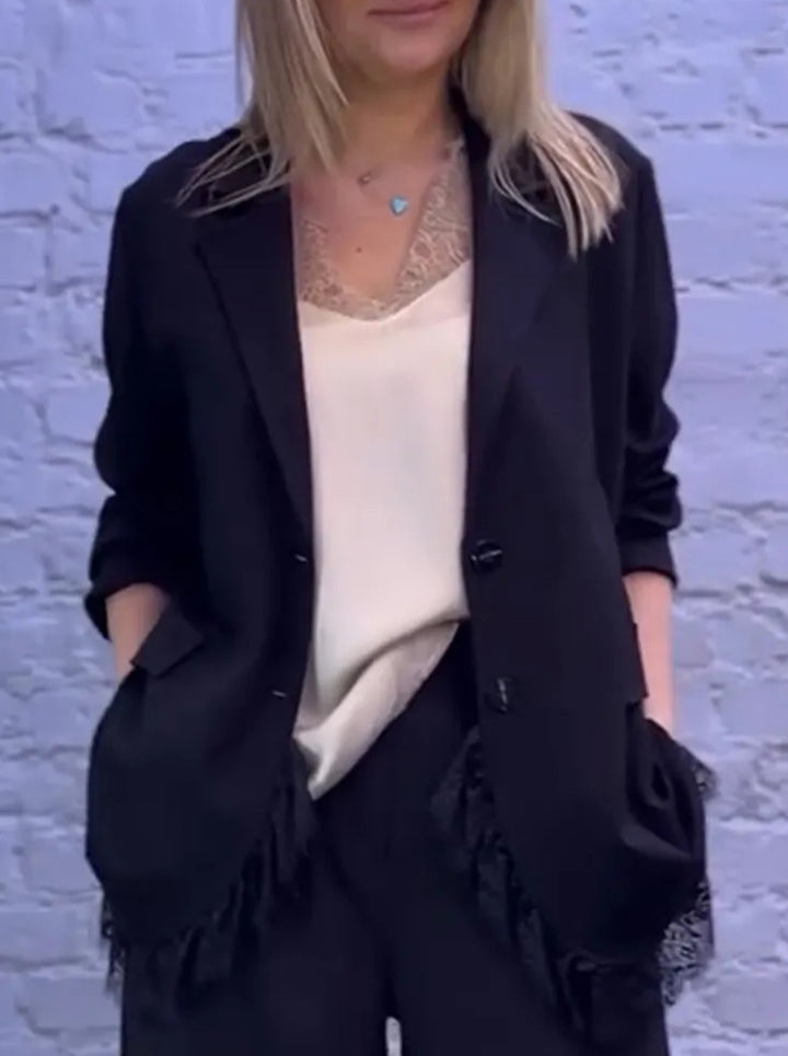 Women's elegant blazer jacket with lace details Skjora