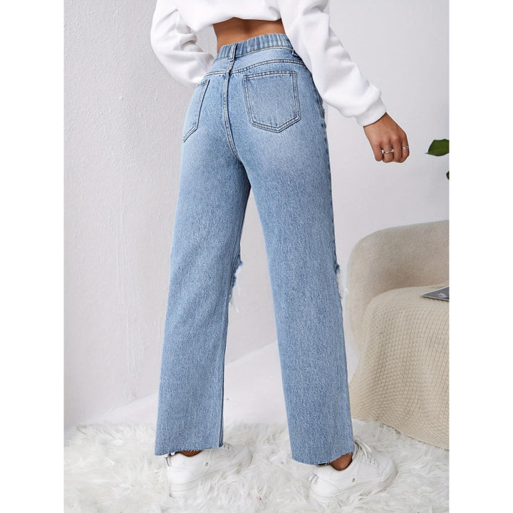 Dame Mom-Jeans i vintage-look med ødelagte effekter Skjora