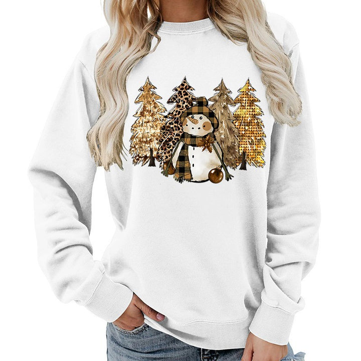 Dame sweatshirts med kreativ snømanndesign og myk fôr Skjora