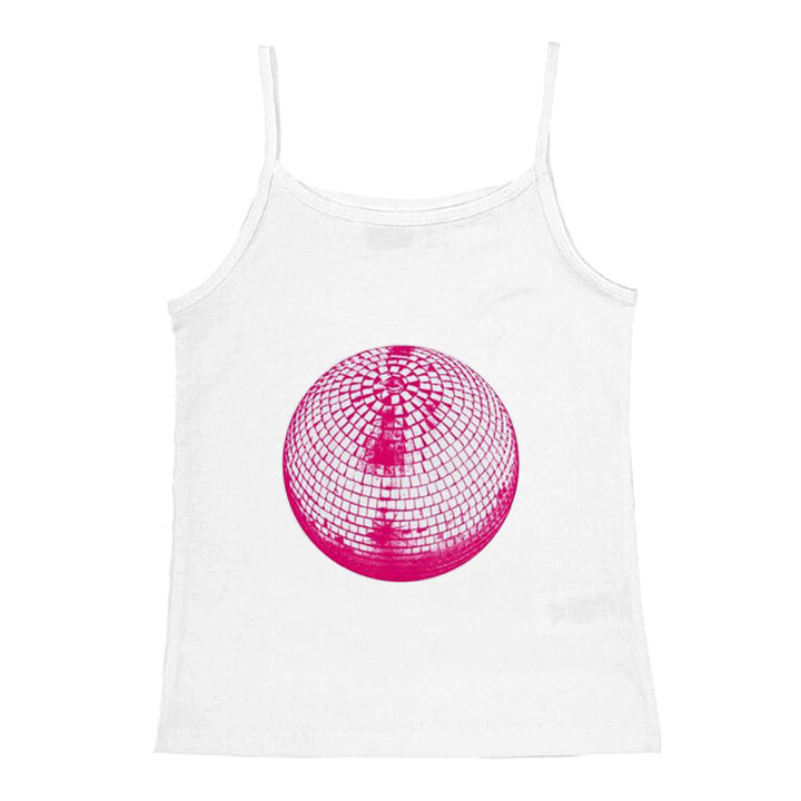 Dame cropped T-skjorte med kreativt speilball-design Skjora