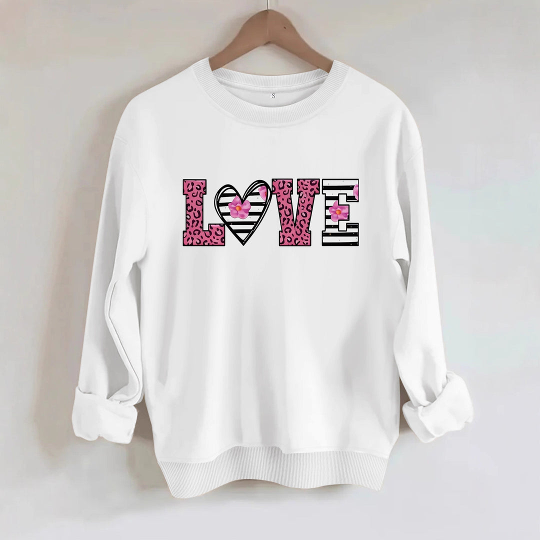 Dame sweatshirt med moderne leopard hjerte-design og behagelig passform Skjora