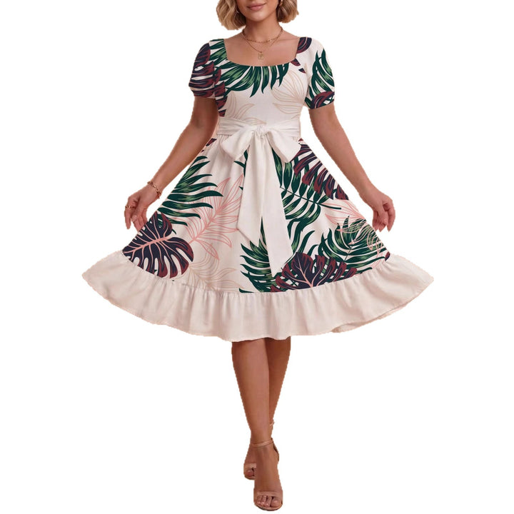 Damen Midikleid mit verspieltem Druck und tailliertem Schnitt Skjora