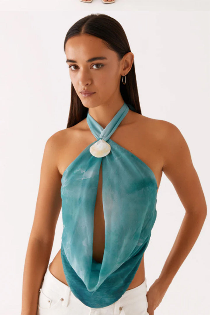 Women's neck top in trendy wrap-around design with high-quality details Skjora