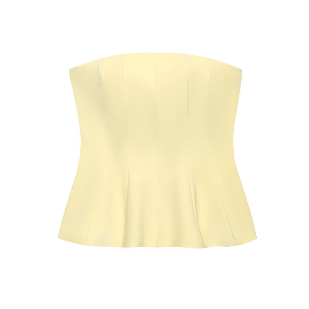 Dame Bustier-overdel med figurskapende snitt og elegant plissé Skjora