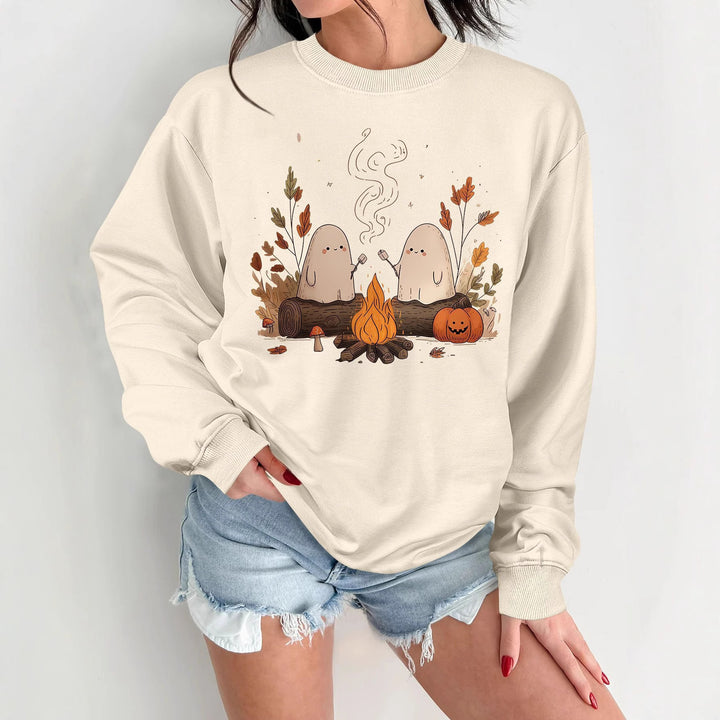 Dame sweatshirt med leken skummel motiv og komfortabel passform Skjora