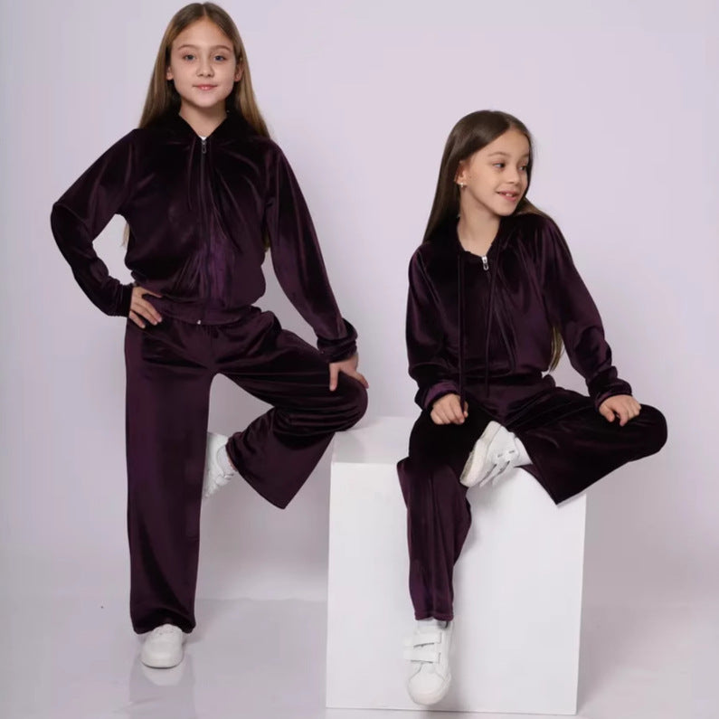 Dame Fleece Loungewear Sett med Hette og Høy Midje Skjora