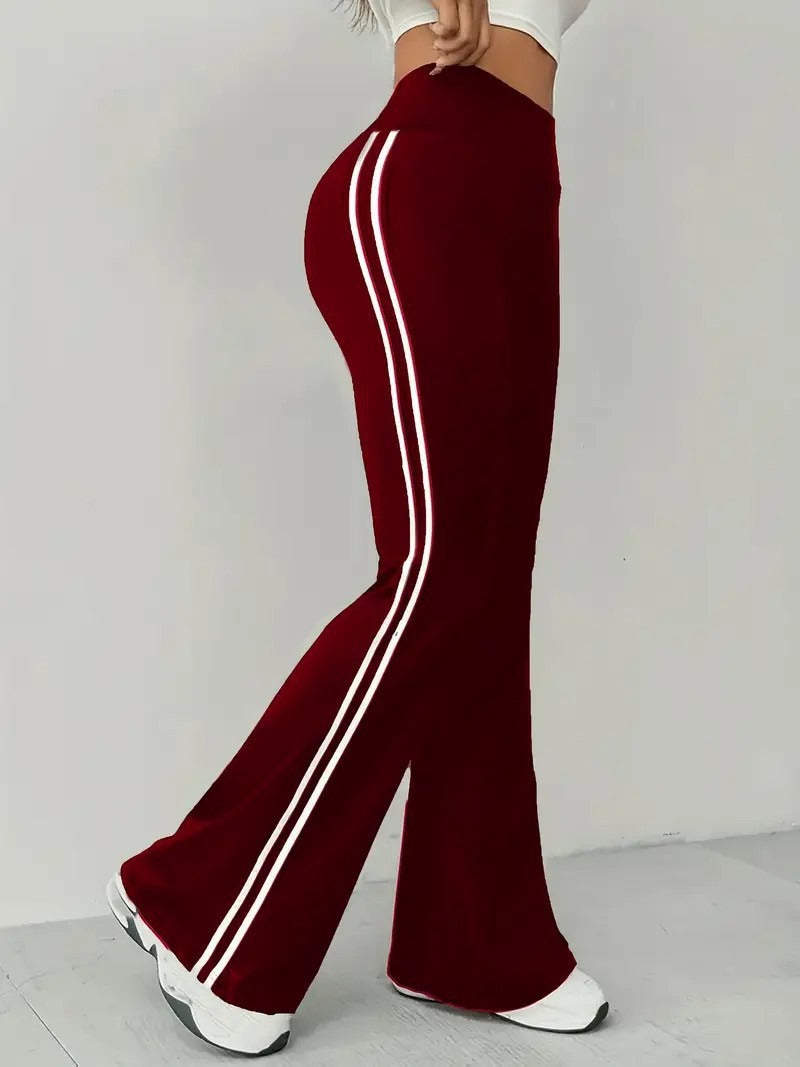Bootcut sport leggings for women with stripes Skjora