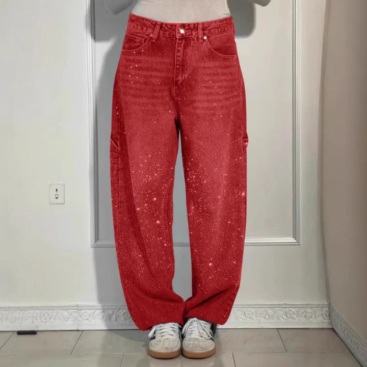 Kvinne Glitrende Baggy Jeans Skjora